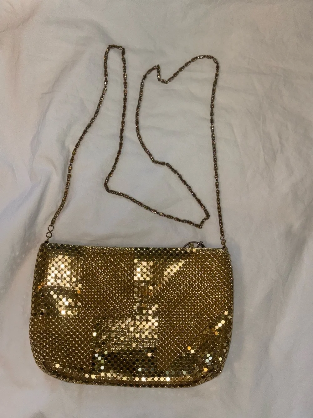 Vintage Gold Sequin Chain Clutch